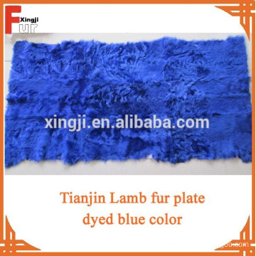 Dyed blue color top quality tianjin lamb fur plate